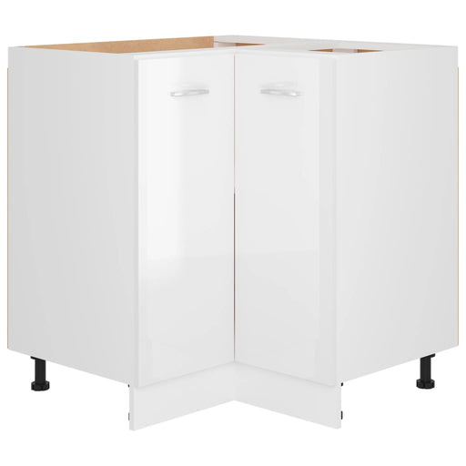 Corner Bottom Cabinet High Gloss White 75.5x75.5x80.5 cm Engineered Wood.