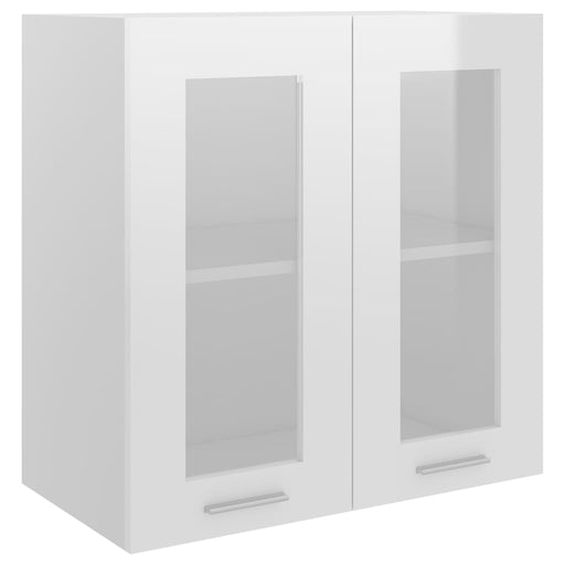 Hanging Glass Cabinet High Gloss White  60x31x60 cm Engineered Wood.