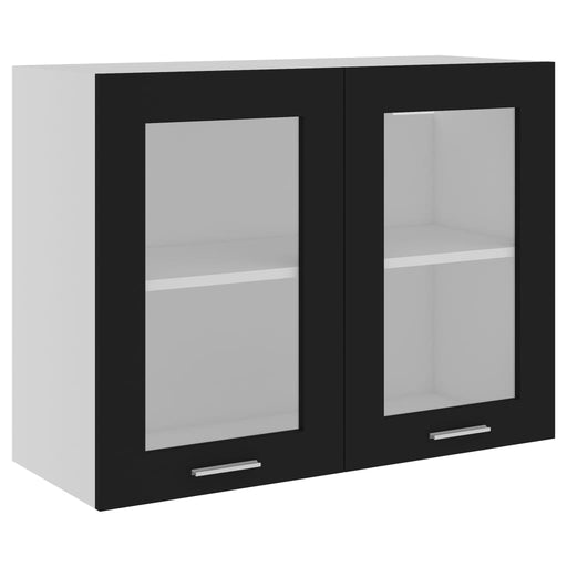 Hanging Glass Cabinet Black 80x31x60 cm Engineered Wood.