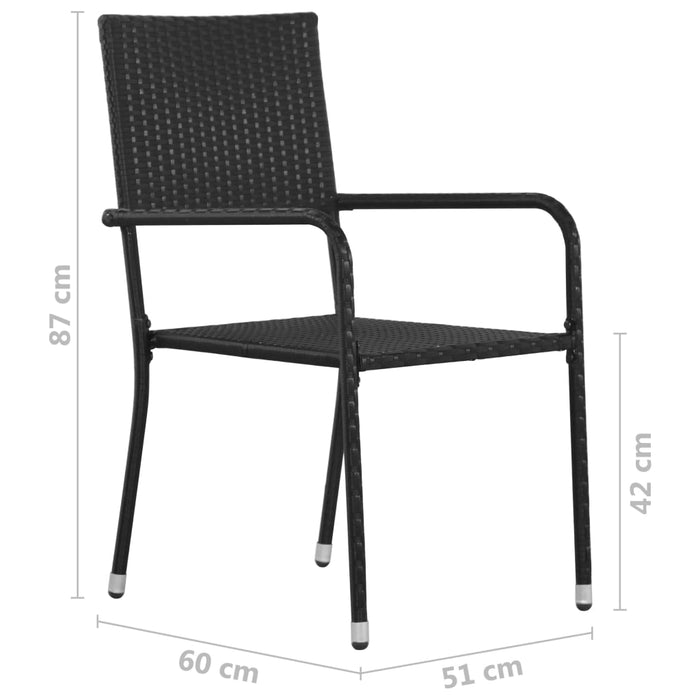 Outdoor Dining Chairs 6 pcs Poly Rattan Black.