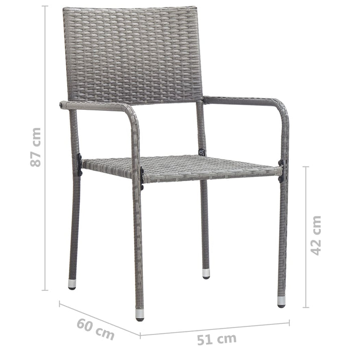 Outdoor Dining Chairs 6 pcs Poly Rattan Anthracite.