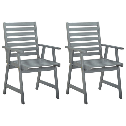 Outdoor Dining Chairs 2 pcs Grey Solid Acacia Wood.