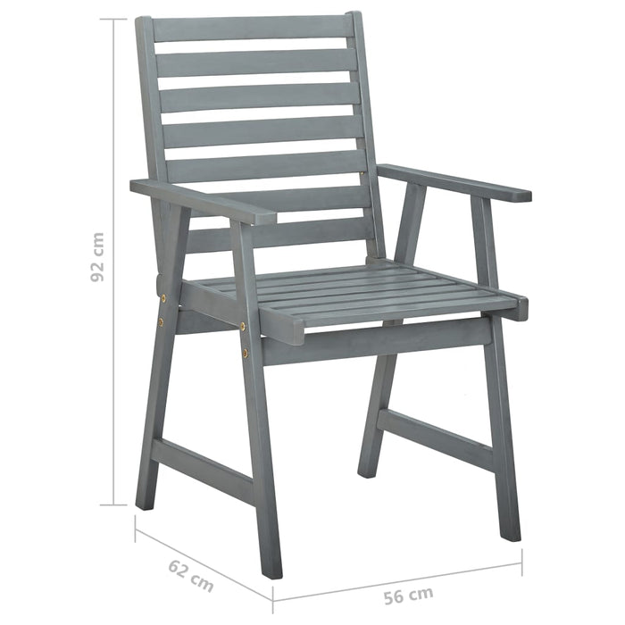 Outdoor Dining Chairs 3 pcs Grey Solid Acacia Wood.