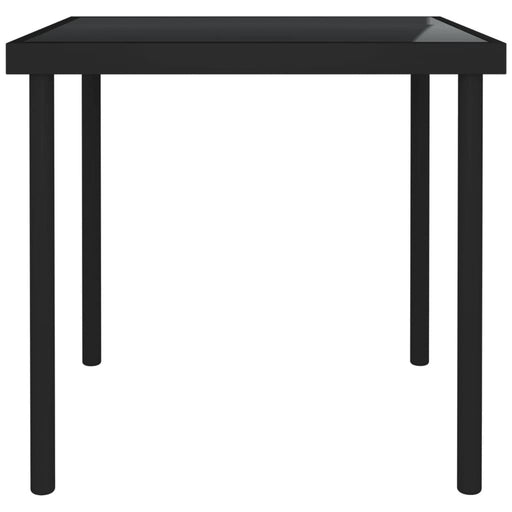 Outdoor Dining Table Black 80x80x72 cm Glass and Steel.