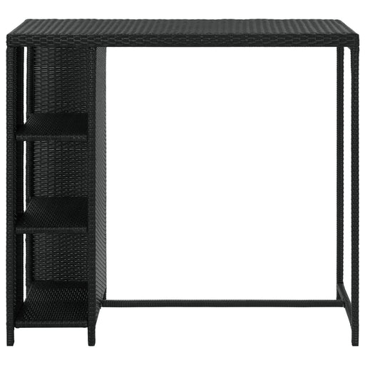 Bar Table with Storage Rack Black 120x60x110 cm Poly Rattan.