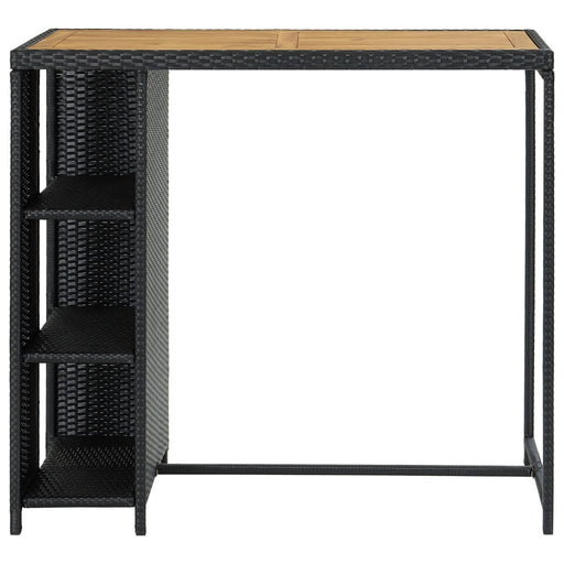 Bar Table with Storage Rack Black 120x60x110 cm Poly Rattan.