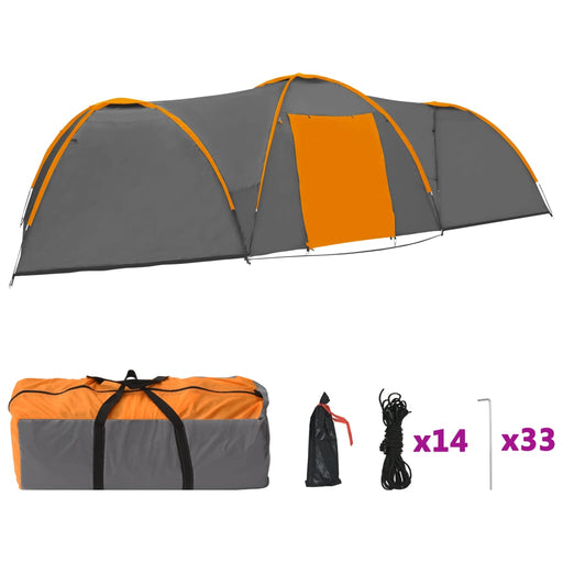 Camping Igloo Tent 650x240x190 cm 8 Person Grey and Orange.