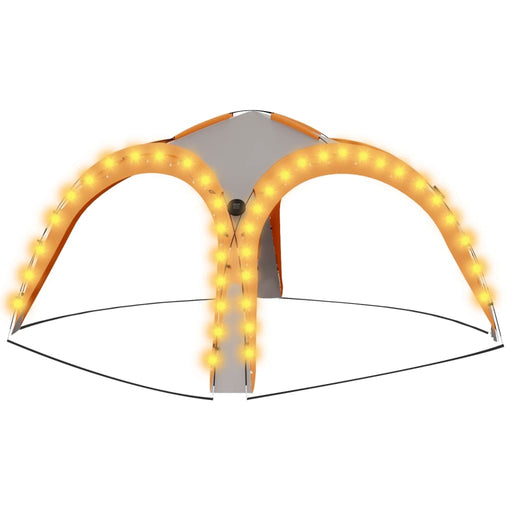 Party Tent with LED and 4 Sidewalls 3.6x3.6x2.3 m Grey&Orange.