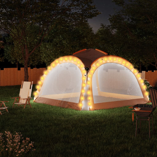 Party Tent with LED and 4 Sidewalls 3.6x3.6x2.3 m Grey&Orange.