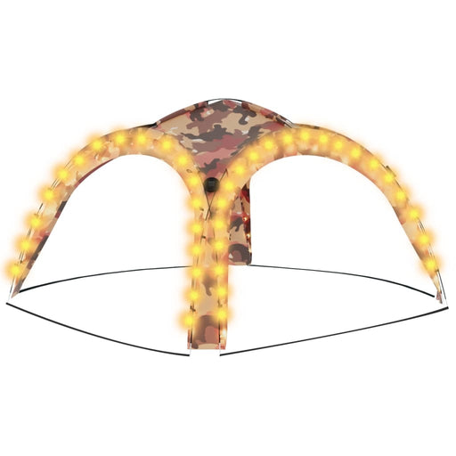 Party Tent with LED and 4 Sidewalls 3.6x3.6x2.3 m Camouflage.
