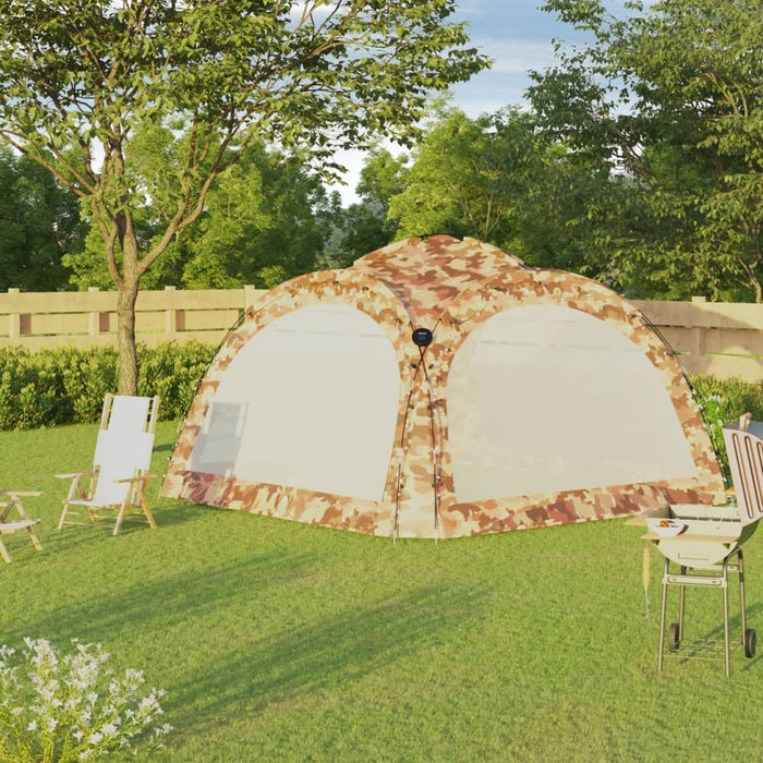 Party Tent with LED and 4 Sidewalls 3.6x3.6x2.3 m Camouflage.