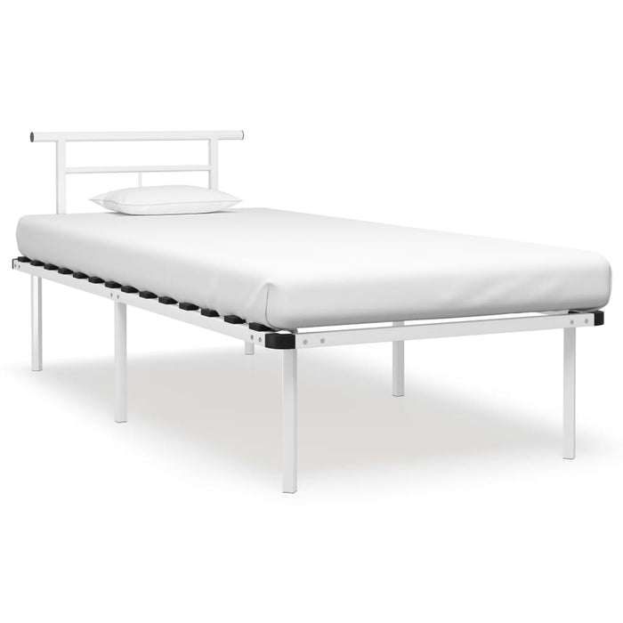 Bed Frame White Metal 90x200 cm.