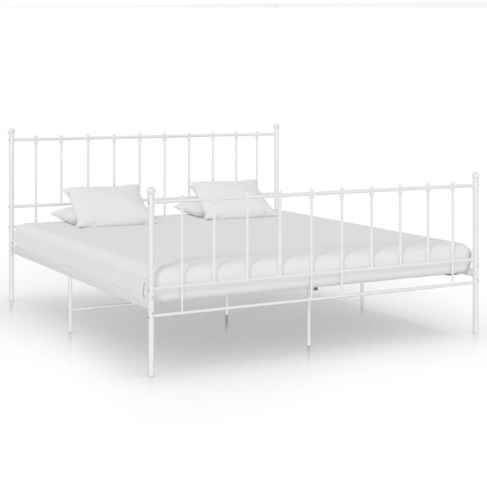 Bed Frame White Metal 140x200 cm.