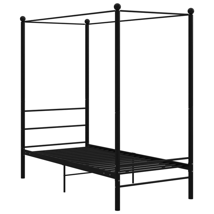 Canopy Bed Frame Black Metal 90x200 cm.