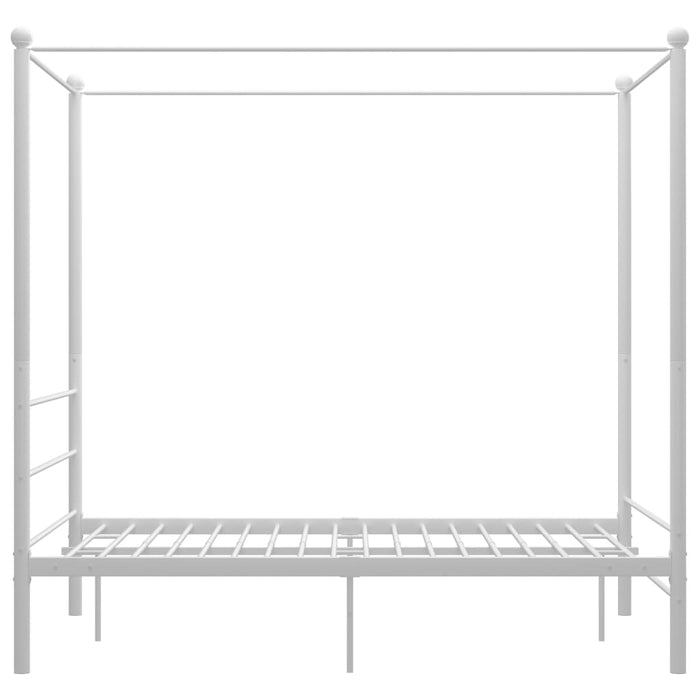 Canopy Bed Frame White Metal 120x200 cm.