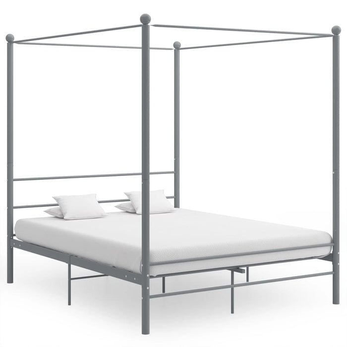 Canopy Bed Frame Grey Metal 160x200 cm.