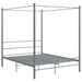 Canopy Bed Frame Grey Metal 160x200 cm.