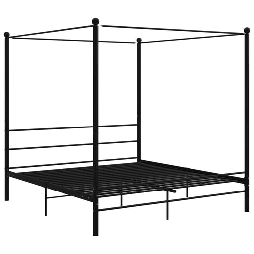 Canopy Bed Frame Black Metal 180x200 cm 6FT Super King.