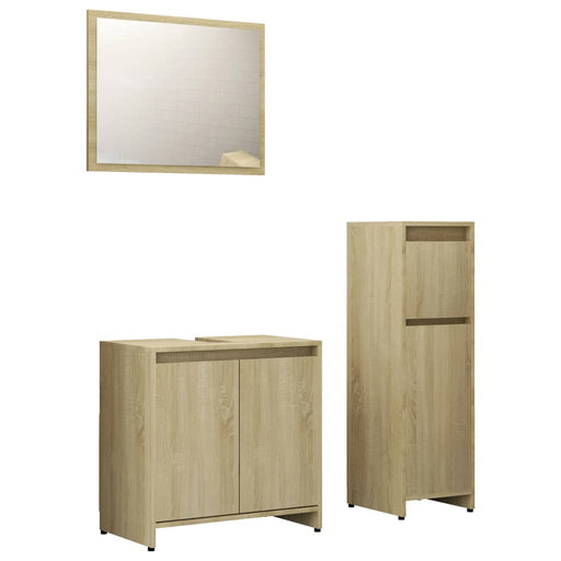 3 Piece Bathroom Furniture Set Sonoma Oak Engineered Wood.