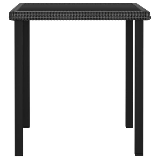 Garden Dining Table Black 70x70x73 cm Poly Rattan.
