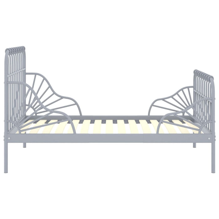 Extendable Bed Frame Grey Metal 80 cm