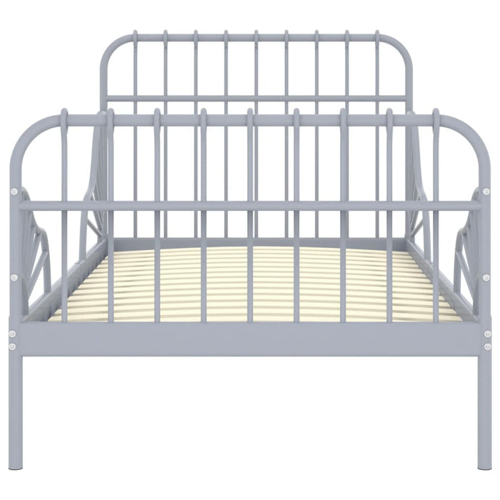 Extendable Bed Frame Grey Metal 80 cm