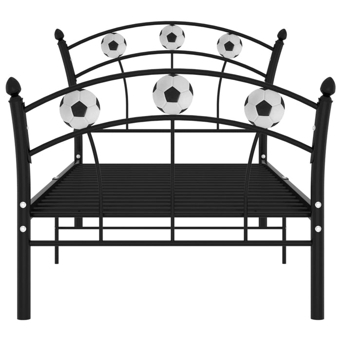 Bed Frame with Football Design Black Metal 90x200 cm.
