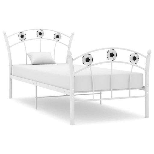 Bed Frame with Football Design White Metal 90x200 cm.