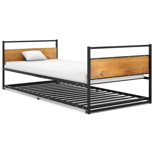 Pull-out Bed Frame Black Metal 90x200 cm.