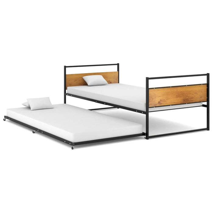 Pull-out Bed Frame Black Metal 90x200 cm.