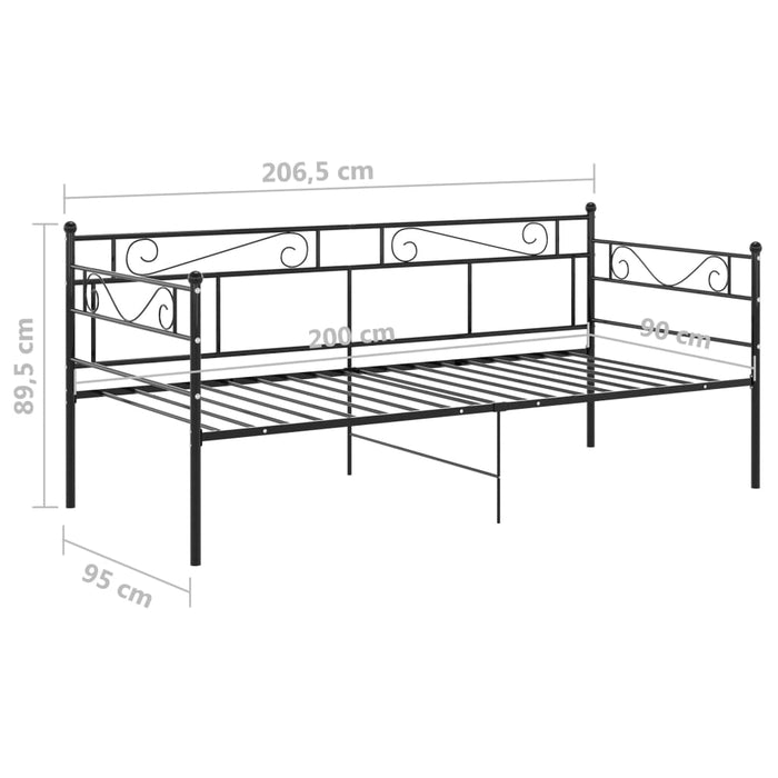 Sofa Bed Frame Black Metal 90x200 cm.