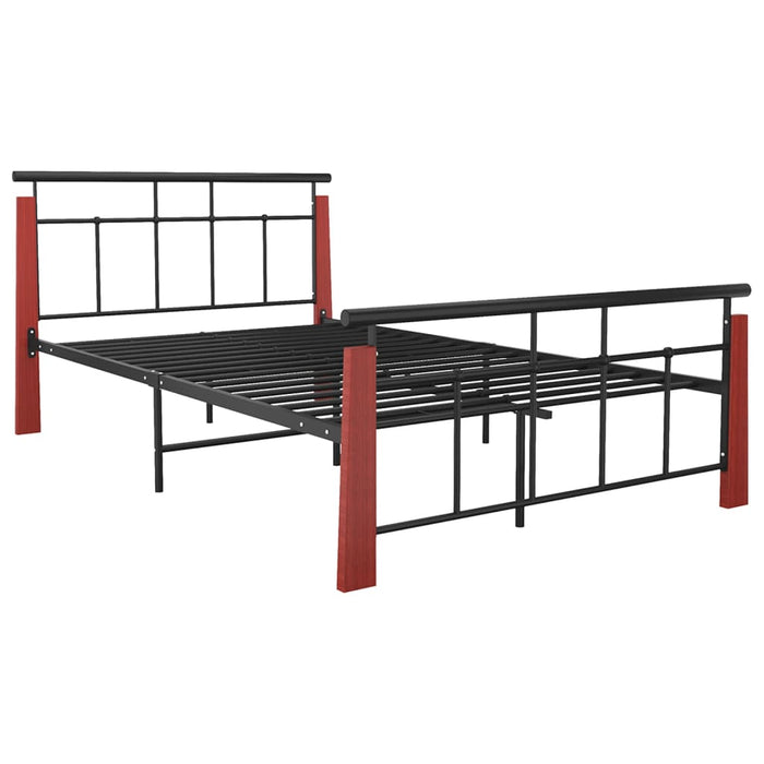 Bed Frame Metal  and Solid Oak Wood 120x200 cm.