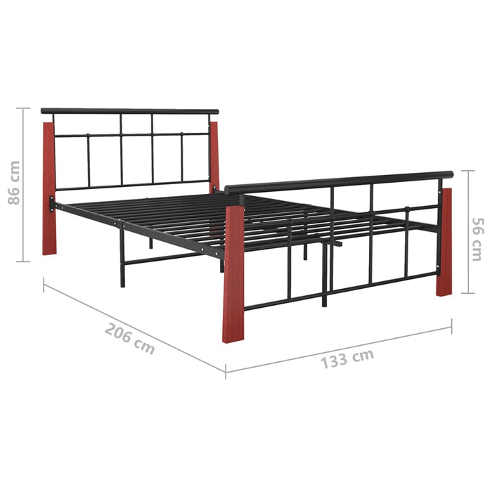 Bed Frame Metal  and Solid Oak Wood 120x200 cm.