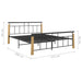 Bed Frame Metal and Solid Oak Wood 160x200 cm.