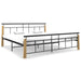 Bed Frame Metal and Solid Oak Wood 200x200 cm.