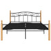 Bed Frame Black Metal and Solid Oak Wood 140x200 cm.