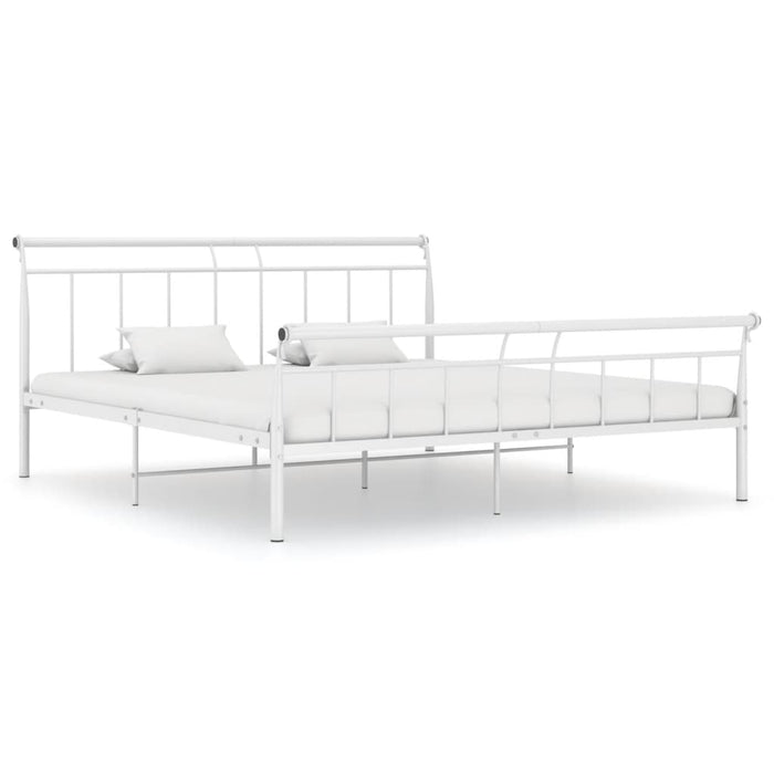 Bed Frame White Metal 160x200 cm.