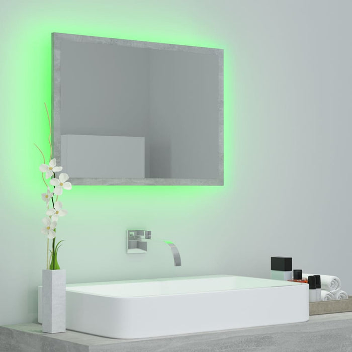 LED Bathroom Mirror Concrete Grey 60x8.5x37 cm Acrylic.