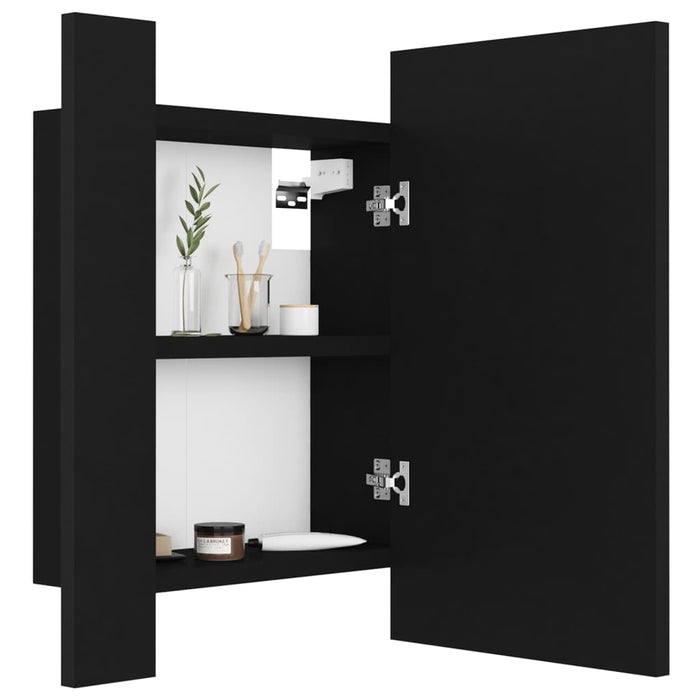 LED Bathroom Mirror Cabinet Black Acrylic 40 cm
