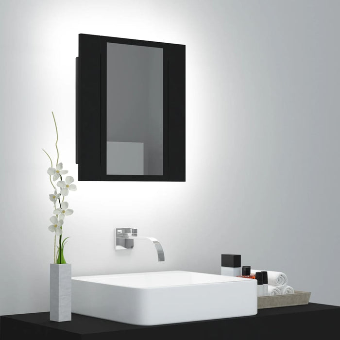 LED Bathroom Mirror Cabinet Black Acrylic 40 cm