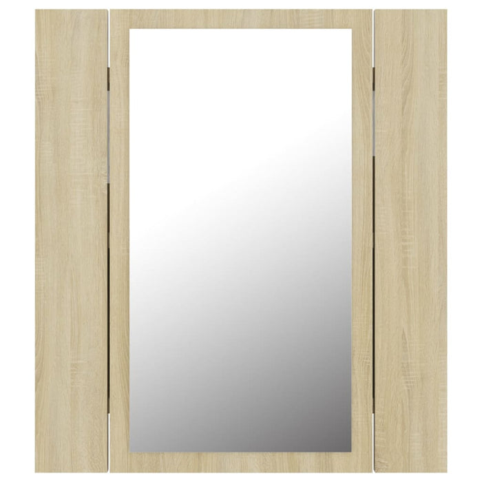 LED Bathroom Mirror Cabinet Sonoma Oak Acrylic 40 cm