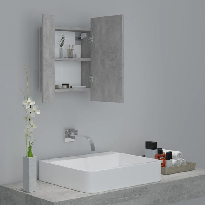 LED Bathroom Mirror Cabinet Concrete Grey Acrylic 40 cm