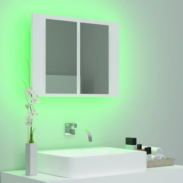 LED Bathroom Mirror Cabinet White Acrylic 60 cm