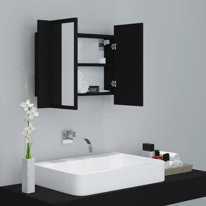 LED Bathroom Mirror Cabinet Black 60x12x45 cm Acrylic.