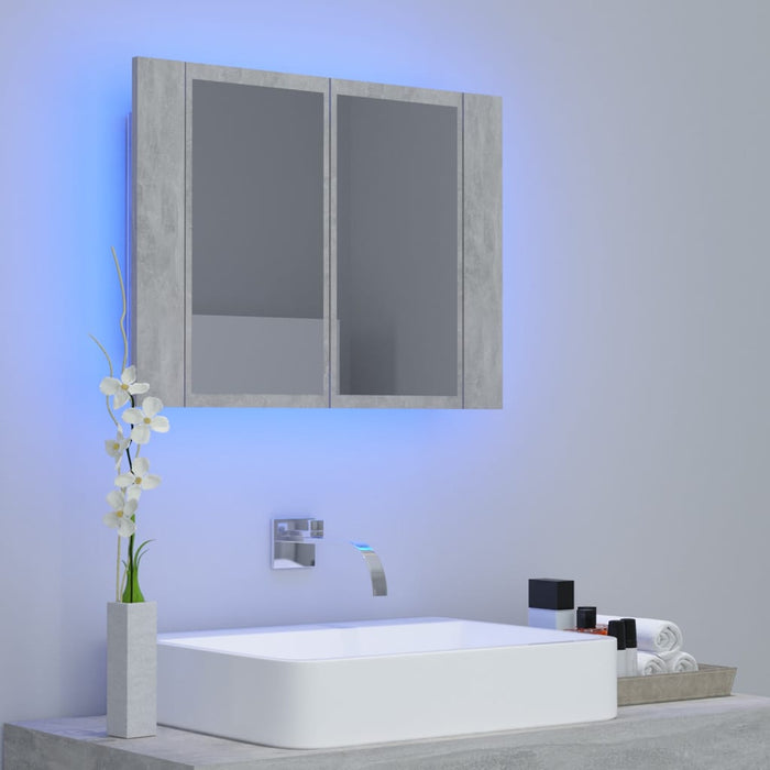 LED Bathroom Mirror Cabinet Concrete Grey 60x12x45 cm Acrylic