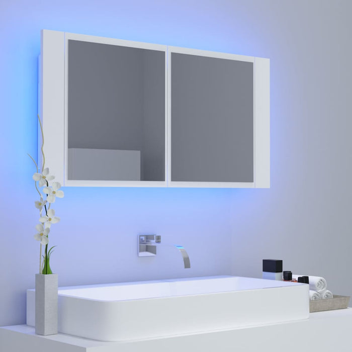 LED Bathroom Mirror Cabinet White 90x12x45 cm Acrylic