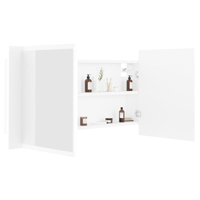 LED Bathroom Mirror Cabinet White 90x12x45 cm Acrylic