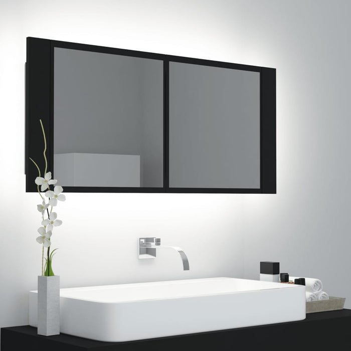 LED Bathroom Mirror Cabinet Black 100x12x45 cm Acrylic.