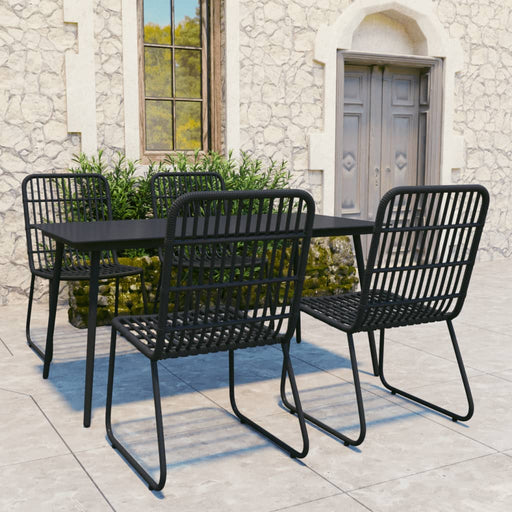 5 Piece Outdoor Dining Set Poly Rattan and Glass.