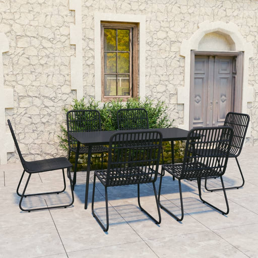 7 Piece Outdoor Dining Set Poly Rattan and Glass.